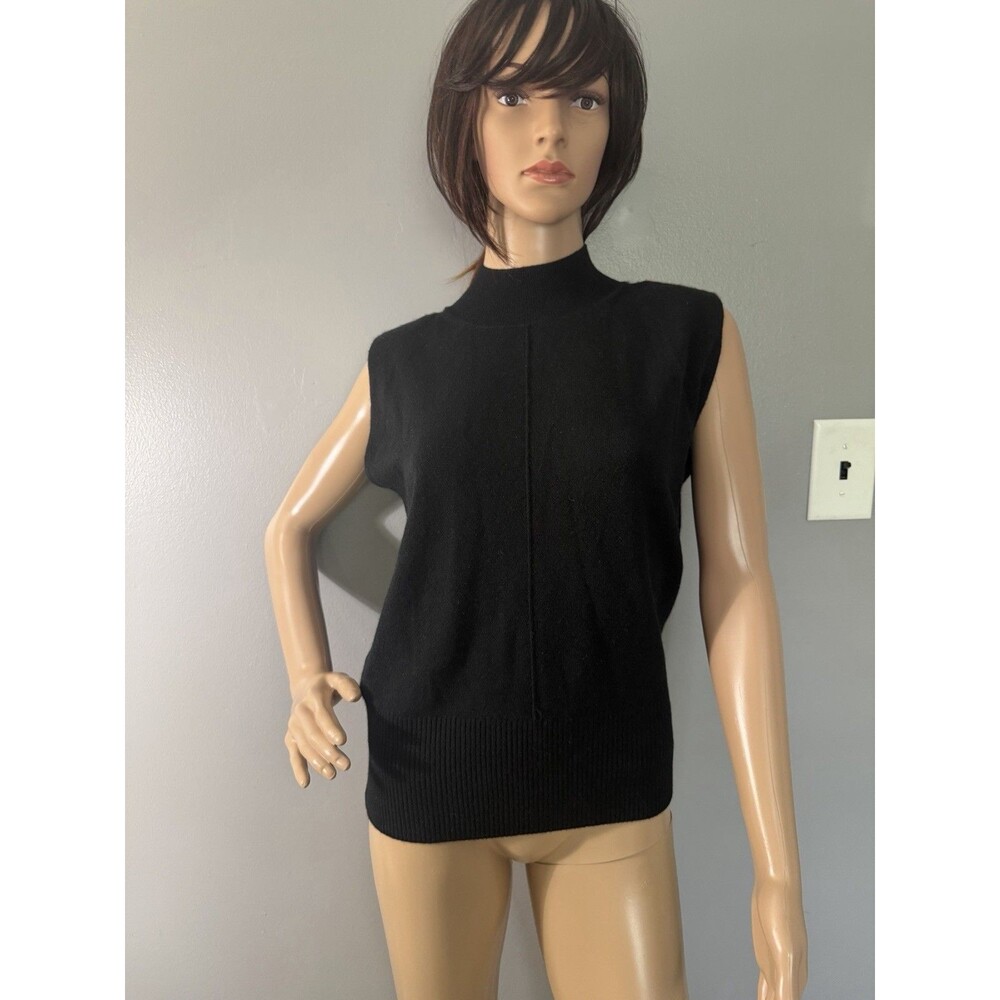 Quince 100% Mongolian Cashmere Sleeveless Mock Neck Sweater Vest Black Women XS